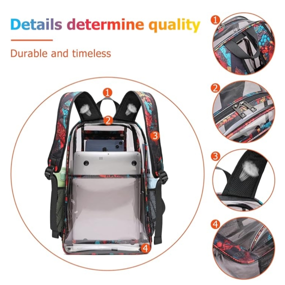 AUOBAG Transparent Multicolor Backpack - Picture 5 of 6